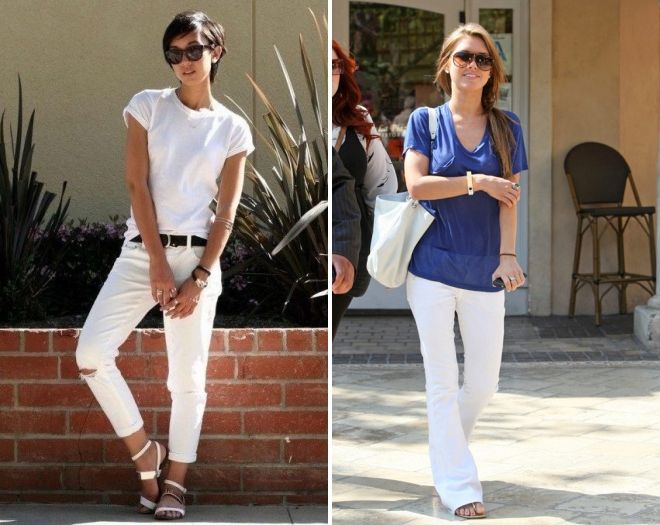 с чем носить белые джинсы летом