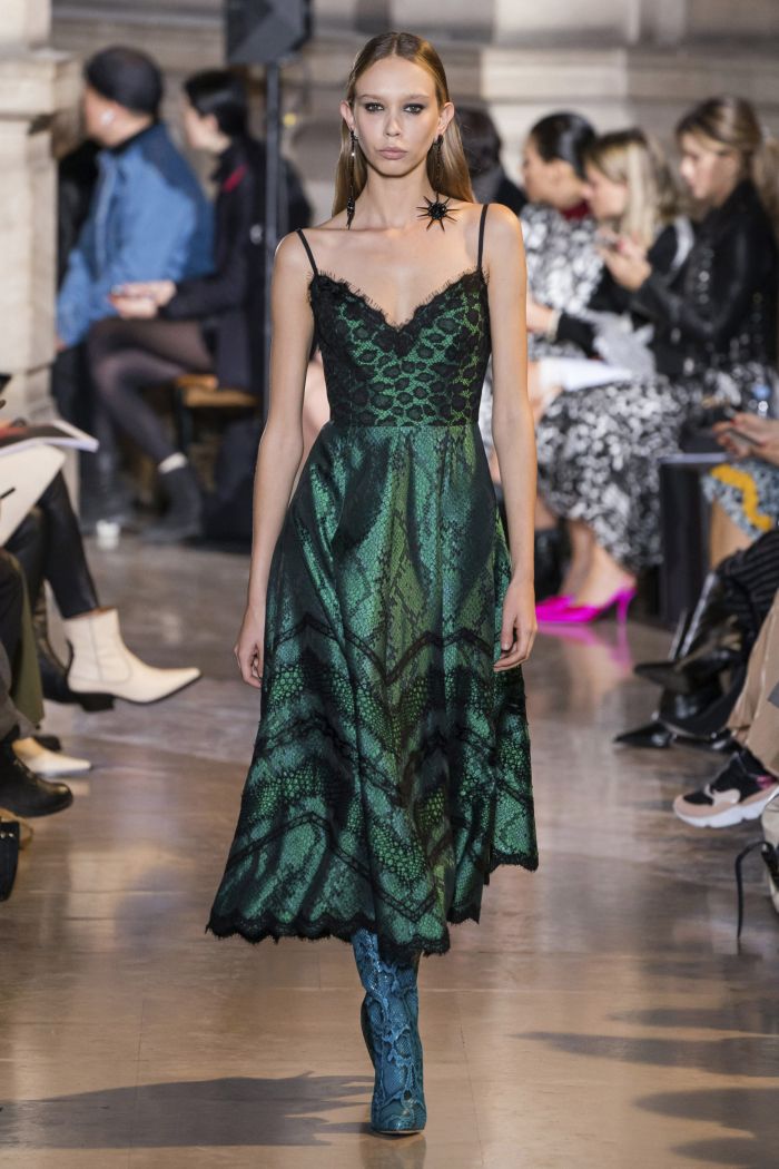 Зеленое платье с леопардовым принтом Andrew Gn