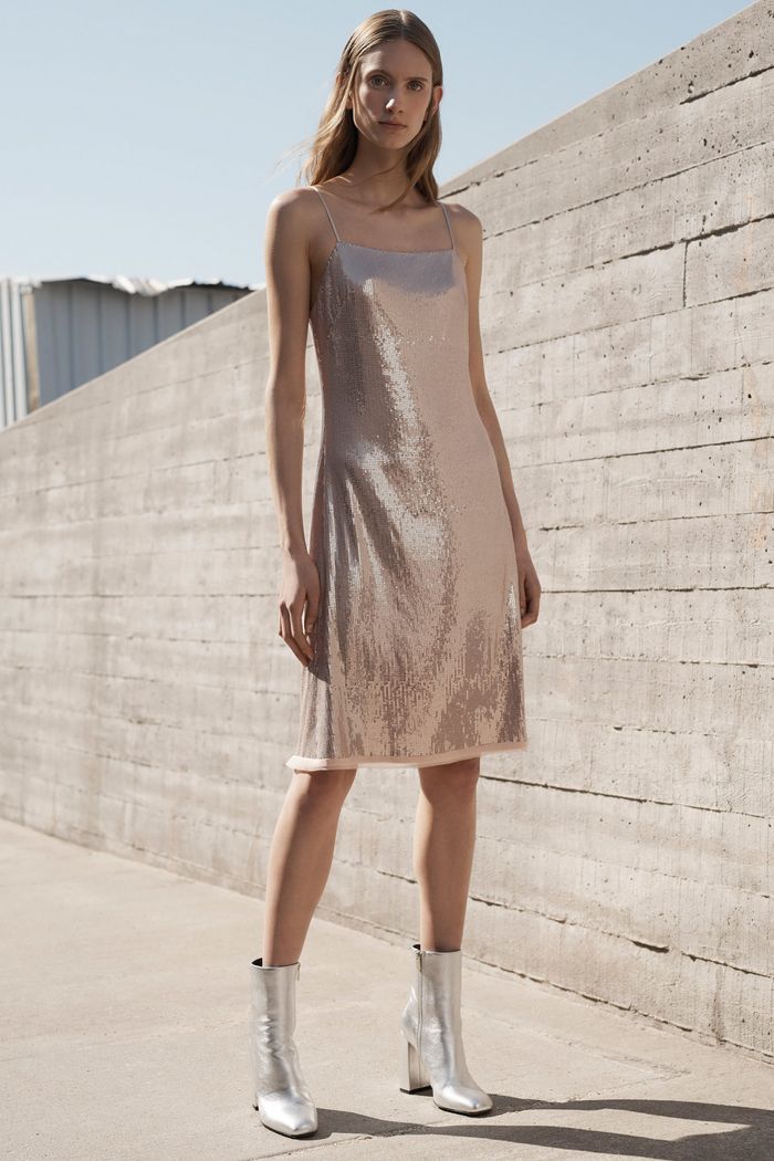 Бежевое блестящее платье Grey Jason Wu