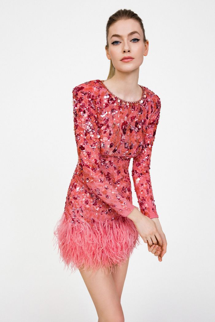 Розовое блестящее платье Jenny Packham