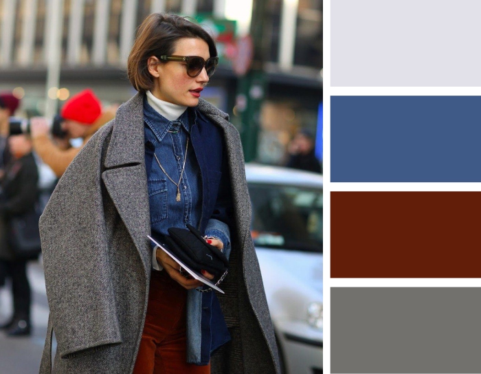 Инфографика: с какими цветами сочетается серое пальто?