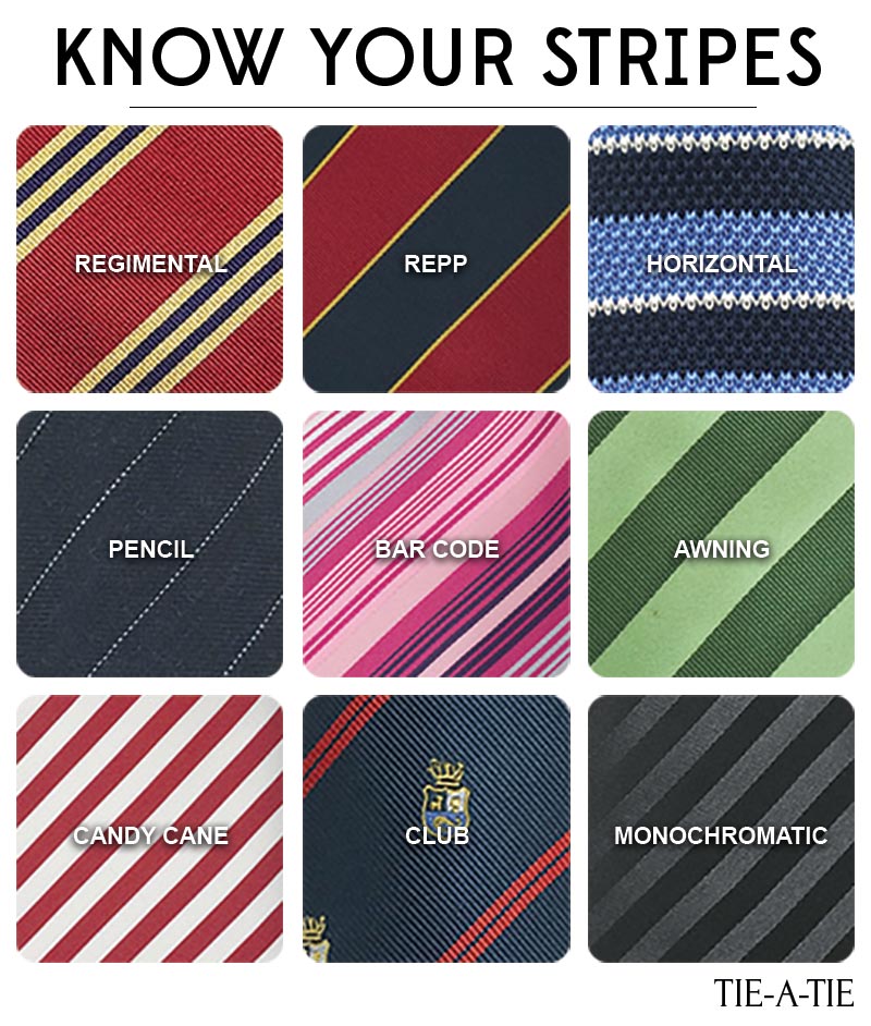 different styles of striped ties