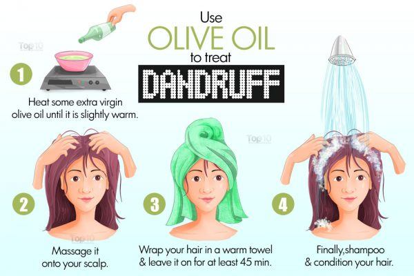 apply olive oil to treat dandruff