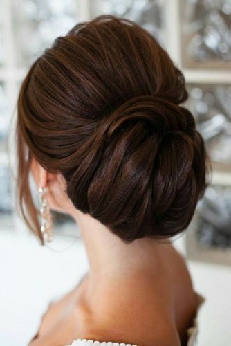 wedding hairstyles for long hair elegant low chignon lenabogucharskaya